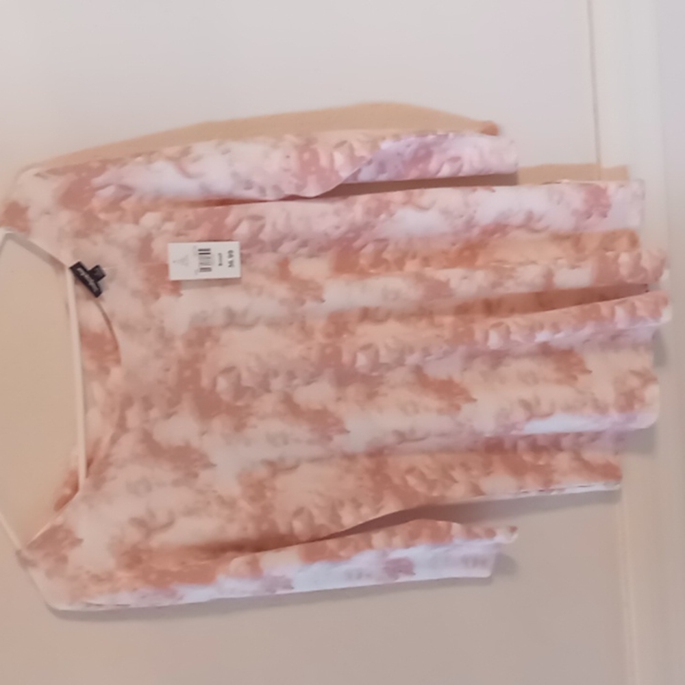 WALLPAPHER BNWT WOMEN'S PINK TIE TYE LONG SLEEVE SHIRT W CRISS CROSS BACK SZ S